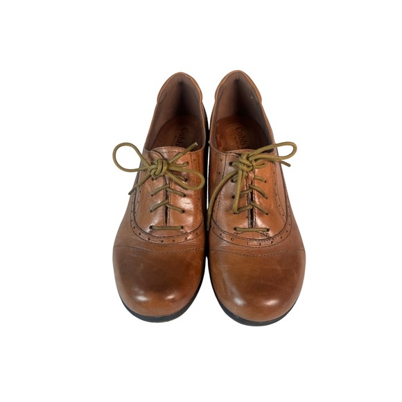 Cobb Hill by New Balance Brown Leather Wingtip Lace Up Heeled Oxford Women 8.5 - Picture 2 of 8